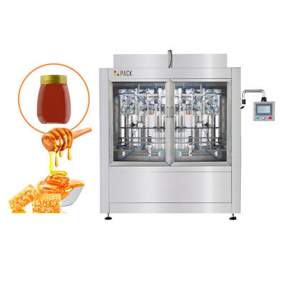 Servo Motor Otomatis 500ml Mesin Pengisi Madu Untuk Pengemudi Botol Kaca Dengan Pemanasan Dan Mxing